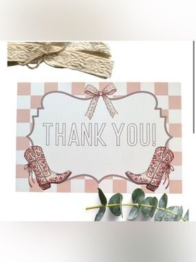 NEW! 25 Cowgirl Thank you Premium Cardstock- 4 x 6 inch